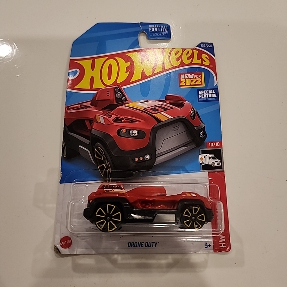 2022 Hot Wheels Drone Duty HW Rescue #10/10 SHORT CARD RED